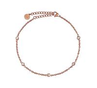 GD GOOD.designs Zirkonia Fußkette wasserfest (Rosegold) I Vergoldetes Fußkettchen mit funkelnden Dots I Damen Fußschmuck mit Kristall vergoldet