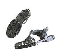 GD-SJK Gummi-Damensandalen,Unisex Kunststoff Sandalen,Damen Klassische transparente Schnallenschuhe,Gummisandalen,Kristall-Strandschuhe (Blitzschwarz,36)