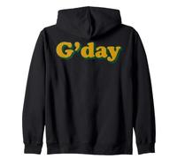 G'Day Retro-Typografie mit australischen Grußmotiven in Gelb und Grün Kapuzenjacke
