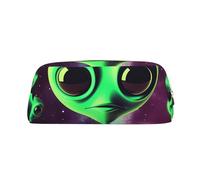 GDSHJKLW Alien1 Federmäppchen aus Leder, großes Fassungsvermögen, Stifttasche, Reißverschluss, Make-up-Tasche für Damen und Herren, Reise-Kulturbeutel, wasserdicht, Kosmetiktasche, weit geöffnetes