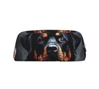 GDSHJKLW Cooles Rottweiler-Federmäppchen aus Leder, großes Fassungsvermögen, Stifteetui, Make-up-Tasche mit Reißverschluss, für Damen und Herren, Reise-Kulturbeutel, wasserdichte Kosmetiktasche, weit