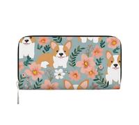 GDSHJKLW Corgi Damen-Geldbörse, Blumenmuster, Frühling, Garten, Reißverschluss, PU-Leder, Handy-Clutch, Kartenhalter, Organizer für Damen, Schwarz, Einheitsgröße, Schwarz , Einheitsgröße