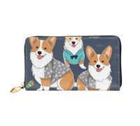 GDSHJKLW Corgi Hunde-Geldbörse für Damen, Leder, Reißverschluss, wasserdicht, Kreditkartenetui mit Handyhalter, Reise-Münzgeldbörse