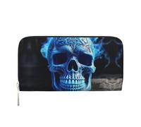 GDSHJKLW Damen-Geldbörse, 3D-Druck, blauer Totenkopf, Reißverschluss, PU-Leder, Handy-Clutch, Kartenhalter, Organizer für Damen, Schwarz, Einheitsgröße, Schwarz , Einheitsgröße