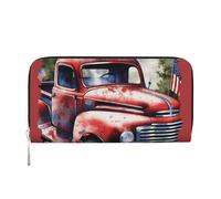 GDSHJKLW Damen-Geldbörse, 4. Juli, patriotischer alter roter LKW, Reißverschluss, PU-Leder, Handy-Clutch, Kartenhalter, Organizer für Damen, Schwarz, Einheitsgröße, Schwarz , Einheitsgröße