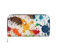GDSHJKLW Damen-Geldbörse, abstrakte Farbspritzer, Reißverschluss, PU-Leder, Handy-Clutch, Kartenhalter, Organizer für Damen, Schwarz, Einheitsgröße, Schwarz , Einheitsgröße