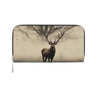 GDSHJKLW Damen-Geldbörse, abstraktes Baum-Elch-Bild, Reißverschluss, PU-Leder, Handy-Clutch, Kartenhalter, Organizer für Damen, Schwarz, Einheitsgröße, Schwarz , Einheitsgröße