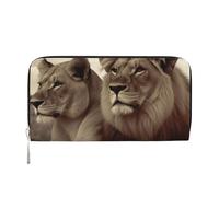 GDSHJKLW Damen-Geldbörse, afrikanischer Löwe und Löwin, Reißverschluss, PU-Leder, Handy-Clutch, Kartenhalter, Organizer für Damen, Schwarz, Einheitsgröße, Schwarz , Einheitsgröße