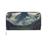 GDSHJKLW Damen-Geldbörse, Alaska Mountains mit Reißverschluss, PU-Leder, Handy-Clutch, Kartenhalter, Organizer für Damen, Schwarz, Einheitsgröße, Schwarz , Einheitsgröße