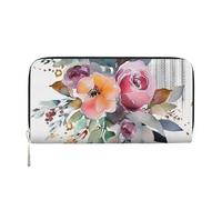 GDSHJKLW Damen-Geldbörse, Aquarell-Blumenecke, Strauß, Reißverschluss, PU-Leder, Handy-Clutch, Kartenhalter, Organizer für Damen, Schwarz, Einheitsgröße, Schwarz , Einheitsgröße