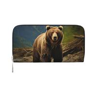 GDSHJKLW Damen-Geldbörse, brauner Bär, Reißverschluss, PU-Leder, Handy-Clutch, Kartenhalter, Organizer für Damen, Schwarz, Einheitsgröße, Schwarz , Einheitsgröße