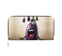 GDSHJKLW Damen-Geldbörse, Cartoon-Aubergine, Reißverschluss, PU-Leder, Handy-Clutch, Kartenhalter, Organizer für Damen, Schwarz, Einheitsgröße, Schwarz , Einheitsgröße