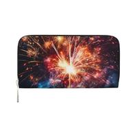 GDSHJKLW Damen-Geldbörse, Explosions-Feuerwerk, Reißverschluss, PU-Leder, Handy-Clutch, Kartenhalter, Organizer für Damen, Schwarz, Einheitsgröße, Schwarz , Einheitsgröße