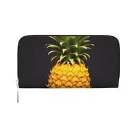 GDSHJKLW Damen-Geldbörse, gelbe Ananas, Reißverschluss, PU-Leder, Handy-Clutch, Kartenhalter, Organizer für Damen, Schwarz, Einheitsgröße, Schwarz , Einheitsgröße