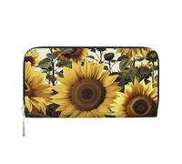 GDSHJKLW Damen-Geldbörse, gelbes Sonnenblumen-Blumenmuster, Reißverschluss, PU-Leder, Handy-Clutch, Kartenhalter, Organizer für Damen, Schwarz, Einheitsgröße, Schwarz , Einheitsgröße