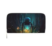 GDSHJKLW Damen-Geldbörse, Glühwürmchen und Laterne, Reißverschluss, PU-Leder, Handy-Clutch, Kartenhalter, Organizer für Damen, Schwarz, Einheitsgröße, Schwarz , Einheitsgröße