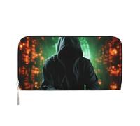 GDSHJKLW Damen-Geldbörse, Hacker Attack, Reißverschluss, PU-Leder, Handy-Clutch, Kartenhalter, Organizer für Damen, Schwarz, Einheitsgröße, Schwarz , Einheitsgröße