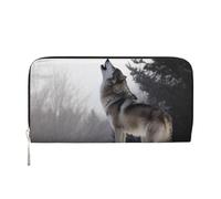 GDSHJKLW Damen-Geldbörse, heulender Wolf, Reißverschluss, PU-Leder, Handy-Clutch, Kartenhalter, Organizer für Damen, Schwarz, Einheitsgröße, Schwarz , Einheitsgröße