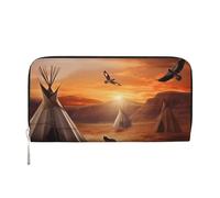 GDSHJKLW Damen-Geldbörse, Indianerstämme, Reißverschluss, PU-Leder, Handy-Clutch, Kartenhalter, Organizer für Damen, Schwarz, Einheitsgröße, Schwarz , Einheitsgröße