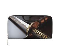 GDSHJKLW Damen-Geldbörse, japanisches Samurai-Schwert, Reißverschluss, PU-Leder, Handy-Clutch, Kartenhalter, Organizer für Damen, Schwarz, Einheitsgröße, Schwarz , Einheitsgröße