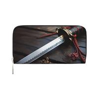 GDSHJKLW Damen-Geldbörse, japanisches Samurai-Schwert, Reißverschluss, PU-Leder, Handy-Clutch, Kartenhalter, Organizer für Damen, Schwarz, Einheitsgröße, Schwarz , Einheitsgröße