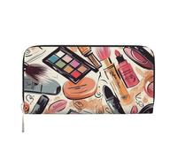 GDSHJKLW Damen-Geldbörse, Kosmetik- und Make-up-Muster, Reißverschluss, PU-Leder, Handy-Clutch, Kartenhalter, Organizer für Damen, Schwarz, Einheitsgröße, Schwarz , Einheitsgröße
