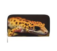 GDSHJKLW Damen-Geldbörse, Leopardenmuster, kleiner Gecko, Reißverschluss, PU-Leder, Handy-Clutch, Kartenhalter, Organizer für Damen, Schwarz, Einheitsgröße, Schwarz , Einheitsgröße