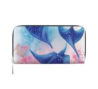 GDSHJKLW Damen-Geldbörse, Meerestiere, Stachelrochen, Reißverschluss, PU-Leder, Handy-Clutch, Kartenhalter, Organizer für Damen, Schwarz, Einheitsgröße, Schwarz , Einheitsgröße