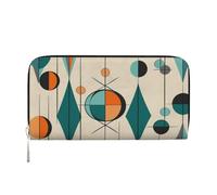 GDSHJKLW Damen-Geldbörse, Mitte des Jahrhunderts, geometrischer Reißverschluss, PU-Leder, Handy-Clutch, Kartenhalter, Organizer für Damen, Schwarz, Einheitsgröße, Schwarz , Einheitsgröße