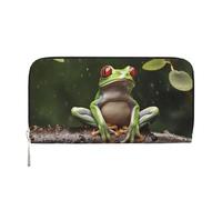 GDSHJKLW Damen-Geldbörse, Motiv: Friedensbaum, Frosch, Reißverschluss, PU-Leder, Handy-Clutch, Kartenhalter, Organizer für Damen, Schwarz, Einheitsgröße, Schwarz , Einheitsgröße