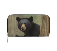 GDSHJKLW Damen-Geldbörse, Motiv: schwarzer Bär, Mutter und Junges, Reißverschluss, PU-Leder, Handy-Clutch, Kartenhalter, Organizer für Damen, Schwarz, Einheitsgröße, Schwarz , Einheitsgröße