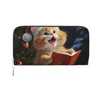 GDSHJKLW Damen-Geldbörse, niedliche Katze, singende Weihnachtslieder, Reißverschluss, PU-Leder, Handy-Clutch, Kartenhalter, Organizer für Damen, Schwarz, Einheitsgröße, Schwarz , Einheitsgröße