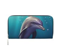 GDSHJKLW Damen-Geldbörse, niedliches Meerestier, Delfin, Reißverschluss, PU-Leder, Handy-Clutch, Kartenhalter, Organizer für Damen, Schwarz, Einheitsgröße, Schwarz , Einheitsgröße