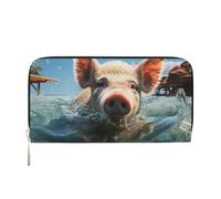 GDSHJKLW Damen-Geldbörse, Schwein, Schwimmen, Bad, Reißverschluss, PU-Leder, Handy-Clutch, Kartenhalter, Organizer für Damen, Schwarz, Einheitsgröße, Schwarz , Einheitsgröße