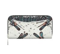 GDSHJKLW Damen-Geldbörse, Skifahren, mit Ausrüstung, Reißverschluss, PU-Leder, Handy-Clutch, Kartenhalter, Organizer für Damen, Schwarz, Einheitsgröße, Schwarz , Einheitsgröße