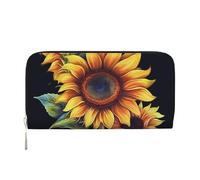 GDSHJKLW Damen-Geldbörse, Sommer, Sonnenblume, Reißverschluss, PU-Leder, Handy-Clutch, Kartenhalter, Organizer für Damen, Schwarz, Einheitsgröße, Schwarz , Einheitsgröße