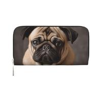 GDSHJKLW Damen-Geldbörse, Tier, Mops, Hund, Reißverschluss, PU-Leder, Handy-Clutch, Kartenhalter, Organizer für Damen, Schwarz, Einheitsgröße, Schwarz , Einheitsgröße