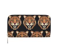GDSHJKLW Damen-Geldbörse, Tigerkopf-Muster, 1 Reißverschluss, PU-Leder, Handy-Clutch, Kartenhalter, Organizer für Damen, Schwarz, Einheitsgröße, Schwarz , Einheitsgröße