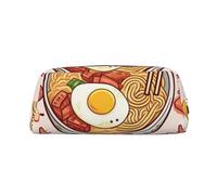 GDSHJKLW Delicious Sweet Ramen Leder-Federmäppchen, großes Fassungsvermögen, Stifttasche, Reißverschluss, Make-up-Tasche für Damen und Herren, Reise-Kulturbeutel, wasserdicht, Kosmetiktasche, weit