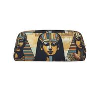 GDSHJKLW Federmäppchen aus der Antike Ägypten-Serie aus Leder, großes Fassungsvermögen, Stifttasche, Reißverschluss, Make-up-Tasche für Damen und Herren, Reise-Kulturbeutel, wasserdichte