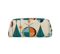 GDSHJKLW Federmäppchen aus der Mitte des Jahrhunderts, geometrisches Leder-Federmäppchen, großes Fassungsvermögen, Make-up-Tasche mit Reißverschluss, für Damen und Herren, Reise-Kulturbeutel