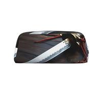 GDSHJKLW Federmäppchen aus japanischem Samurai-Schwert, Leder, großes Fassungsvermögen, Stifttasche, Reißverschluss, Make-up-Tasche für Damen und Herren, Reise-Kulturbeutel, wasserdicht