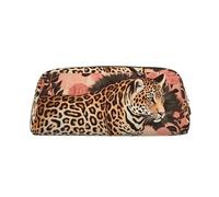 GDSHJKLW Federmäppchen aus Leder, gestreiftes Leopardenmuster, großes Fassungsvermögen, Make-up-Tasche mit Reißverschluss, für Damen und Herren, Reise-Kulturbeutel, wasserdicht, Kosmetiktasche, weit