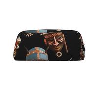 GDSHJKLW Federmäppchen aus Leder, Motiv: afrikanisches Ritual, ethnisches Tribal-Design, großes Fassungsvermögen, Make-up-Tasche mit Reißverschluss, für Damen und Herren, Reise-Kulturbeutel