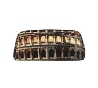 GDSHJKLW Federmäppchen aus Leder, Motiv: Antikes Kolosseum, großes Fassungsvermögen, Make-up-Tasche mit Reißverschluss, für Damen und Herren, Reise-Kulturbeutel, wasserdicht, Kosmetiktasche, weit