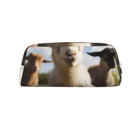 GDSHJKLW Federmäppchen aus Ziegenleder, großes Fassungsvermögen, Make-up-Tasche mit Reißverschluss, für Damen und Herren, Reise-Kulturbeutel, wasserdicht, Kosmetiktasche, weit geöffnetes Münzfach