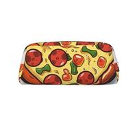GDSHJKLW Federmäppchen mit Aufschrift "I Love Pizza" in Herzform, großes Fassungsvermögen, Make-up-Tasche mit Reißverschluss, für Damen und Herren, Reise-Kulturbeutel, wasserdicht, Kosmetiktasche