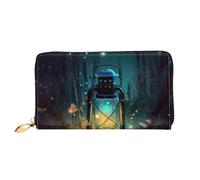 GDSHJKLW Fireflies and Lantern Damen-Geldbörse, Leder, Reißverschluss, wasserdicht, Kreditkartenetui mit Handyhalter, Reise-Münzgeldbörse