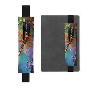 GDSHJKLW Handbemalte Libelle, elastisches Band, Stifthalter, abnehmbare PU-Leder-Stifttasche, Tagebuch, Federmäppchen, Bürobedarf, Geschenk für Hardcover-Tagebücher, Notizbücher, Planer