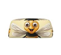 GDSHJKLW Honey Bee Federmäppchen aus Leder, großes Fassungsvermögen, Stifttasche, Reißverschluss, Make-up-Tasche für Damen und Herren, Reise-Kulturbeutel, wasserdicht, Kosmetiktasche, weit geöffnetes